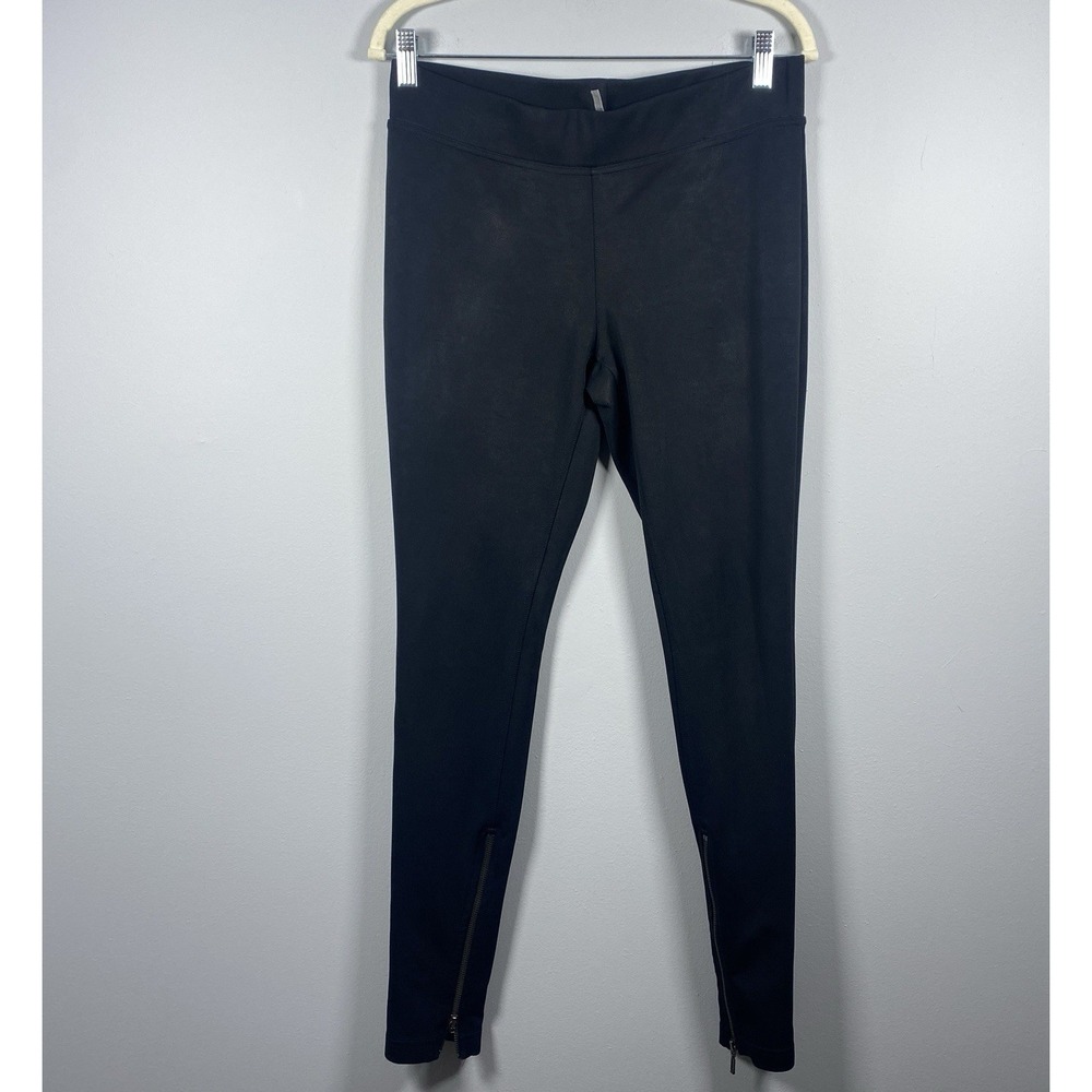 FREE PEOPLE Women's Sz S Coated Skinny Leggings Mosshart Ankle Zip Pants Black